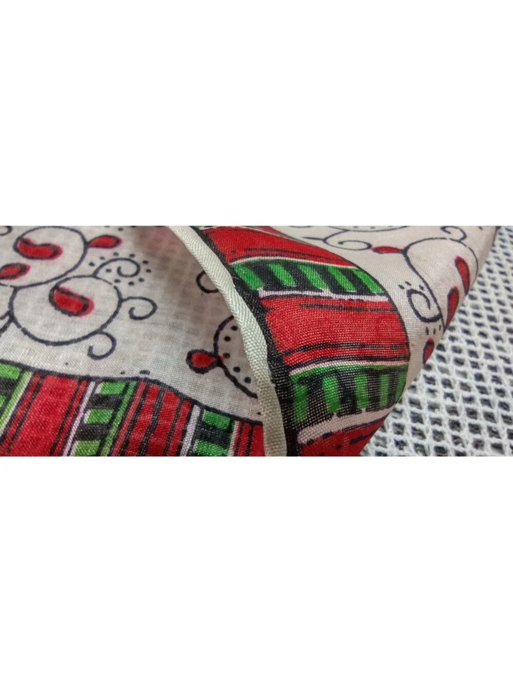 Vintage 30s 40s Pure Silk Scarf Lanterns Handkerchief 1930s Deco Christmas Style